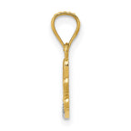 14k and White Rhodium Diamond-cut LOVE Script Pendant