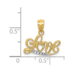 14k and White Rhodium Diamond-cut LOVE Script Pendant
