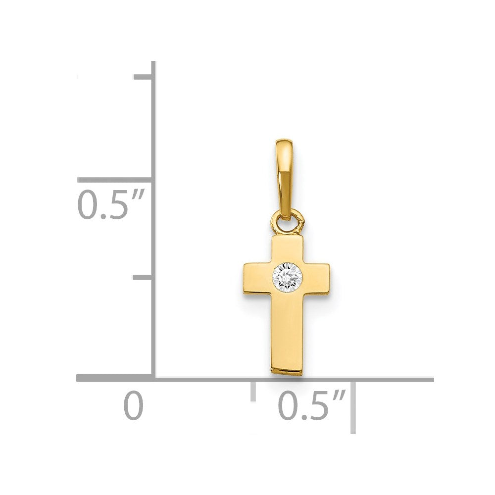 14k CZ Cross Childrens Pendant