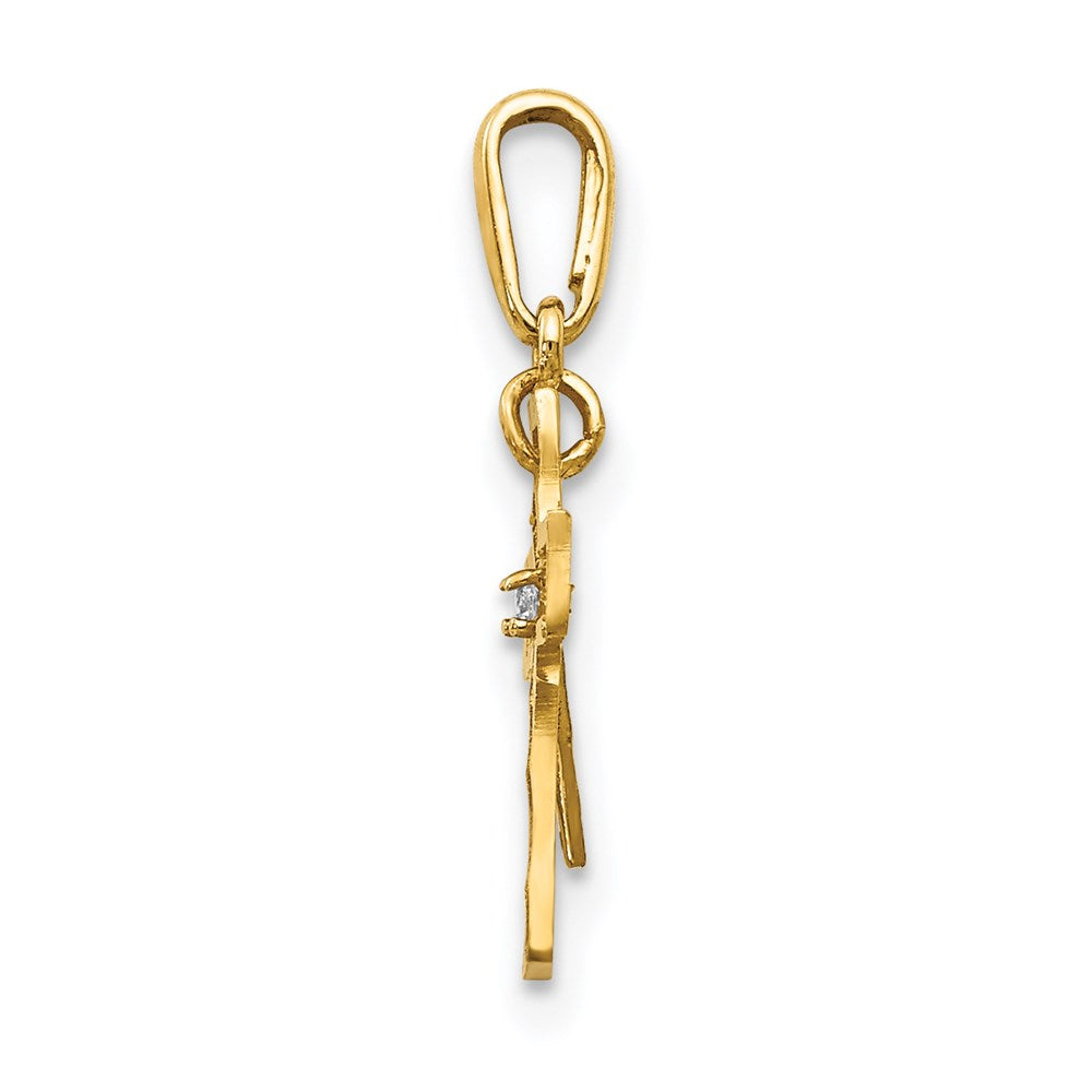 14k CZ Diamond-cut Cross Childrens Pendant