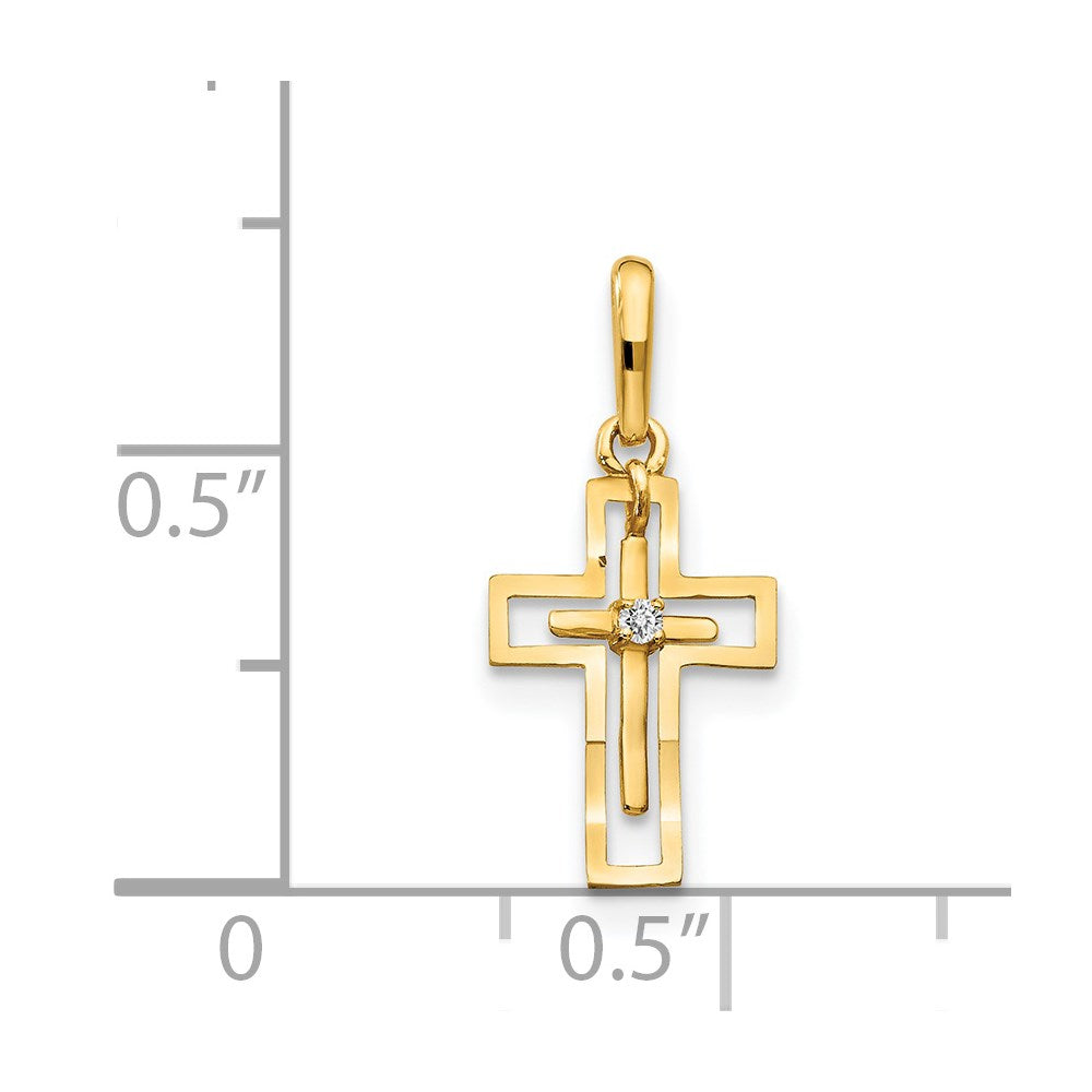 14k CZ Diamond-cut Cross Childrens Pendant