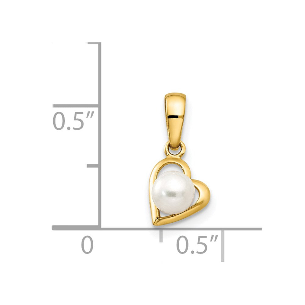 14k Freshwater Cultured Pearl in Heart Childrens Pendant