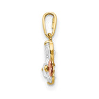 14k Yellow and Rose Gold CZ Butterfly Childrens Pendant