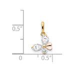 14k Yellow and Rose Gold CZ Butterfly Childrens Pendant