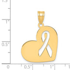 14k Heart with Cut-Out Awareness Ribbon Charm