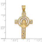 14k Laser Cut Jesus Face Cross Charm