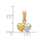 14K and White Rhodium Double Heart Pendant