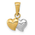 14K and White Rhodium Double Heart Pendant