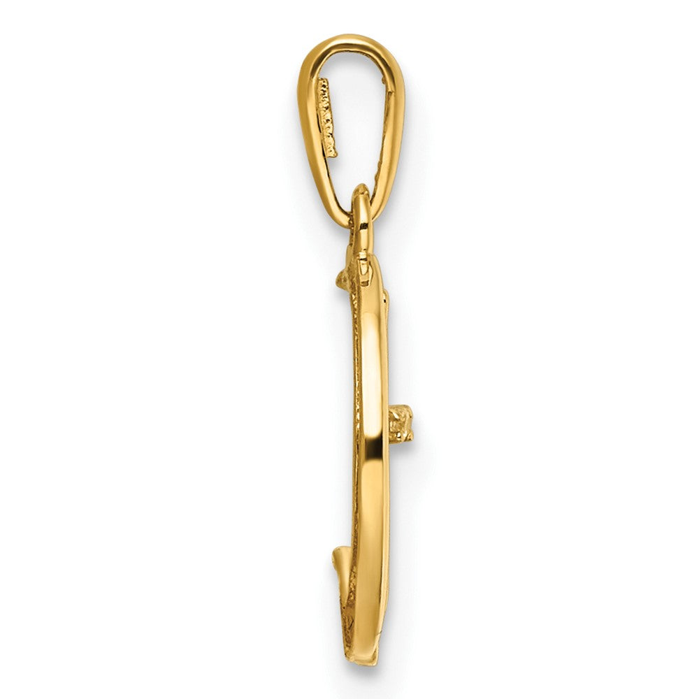 14k CZ Cat and Moon Childrens Pendant