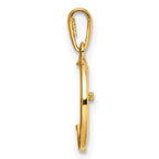 14k CZ Cat and Moon Childrens Pendant