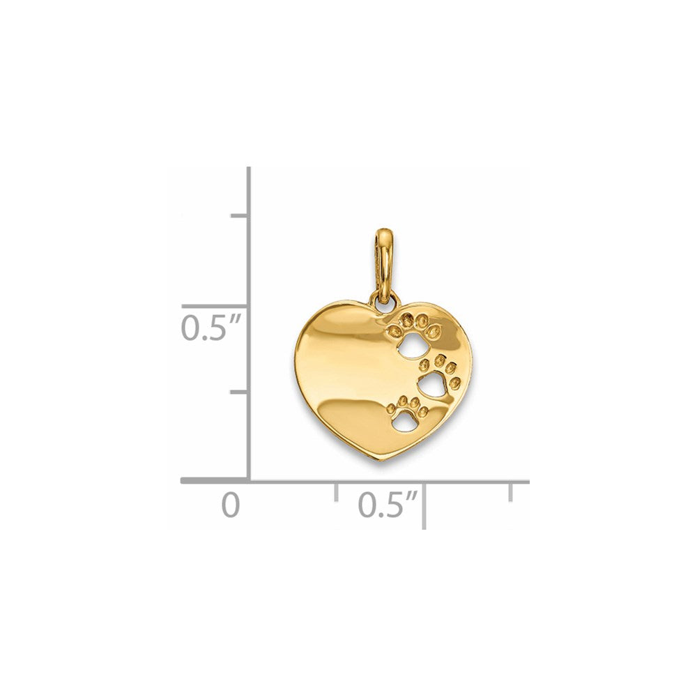14k Heart with Pawprints Childrens Pendant