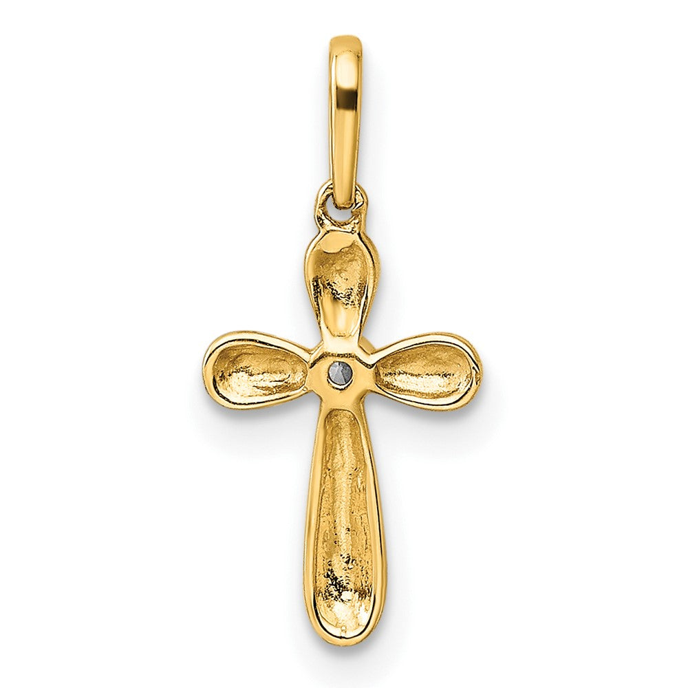 14k CZ Cross Childrens Pendant