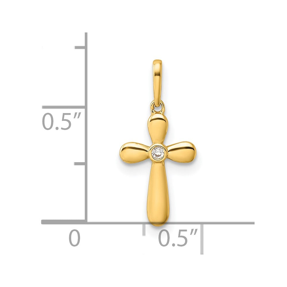 14k CZ Cross Childrens Pendant
