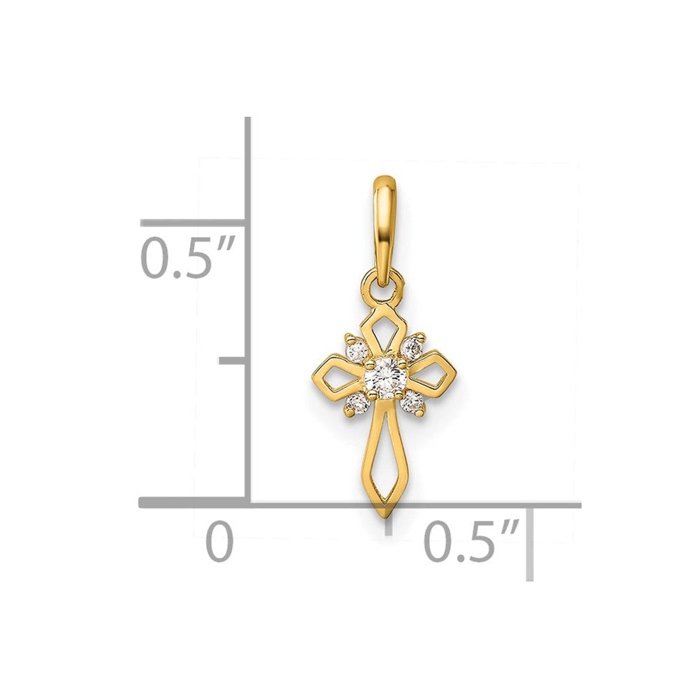 14k Fancy CZ Cross Childrens Pendant