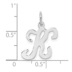 14KW White Gold Script Letter K Initial Charm