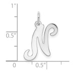 14KW White Gold Script Letter N Initial Charm