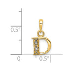 14KY with Rhodium Diamond Letter D Initial Pendant