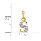 14KY with Rhodium Diamond Letter S Initial Pendant