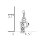 14KW Rhodium-plated Diamond Letter P Initial Pendant