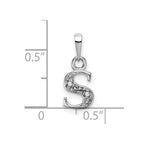 14KW Rhodium-plated Diamond Letter S Initial Pendant