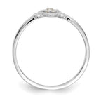14K White Gold 3mm Round Aquamarine Birthstone Heart Ring