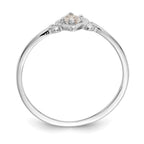 14K White Gold 3mm Round White Topaz Birthstone Heart Ring