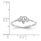 14K White Gold 3mm Round White Topaz Birthstone Heart Ring