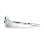 14K White Gold 3mm Round Emerald Birthstone Heart Ring