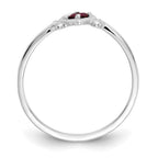 14K White Gold 3mm Round Ruby Birthstone Heart Ring