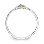 14K White Gold 3mm Round Peridot Birthstone Heart Ring