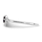 14K White Gold 3mm Round Sapphire Birthstone Heart Ring