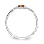 14K White Gold 3mm Round Citrine Birthstone Heart Ring