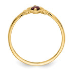 14k 3mm Round Garnet Birthstone Heart Ring