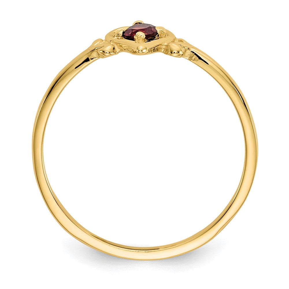 14k 3mm Round Garnet Birthstone Heart Ring
