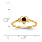 14k 3mm Round Garnet Birthstone Heart Ring