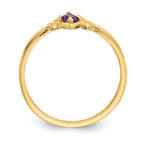 14k 3mm Round Amethyst Birthstone Heart Ring