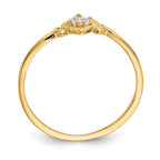 14k 3mm Round White Topaz Birthstone Heart Ring