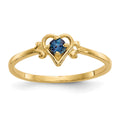 14k 3mm Round Lab Created Alexandrite Birthstone Heart Ring