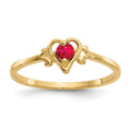14k 3mm Round Ruby Birthstone Heart Ring