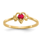 14k 3mm Round Ruby Birthstone Heart Ring