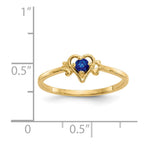 14k 3mm Round Sapphire Birthstone Heart Ring