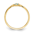 14k 3mm Round Blue Topaz Birthstone Heart Ring