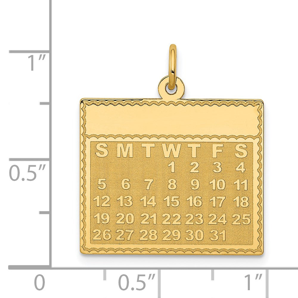 14k Wednesday the First Day Engravable Calendar Pendant