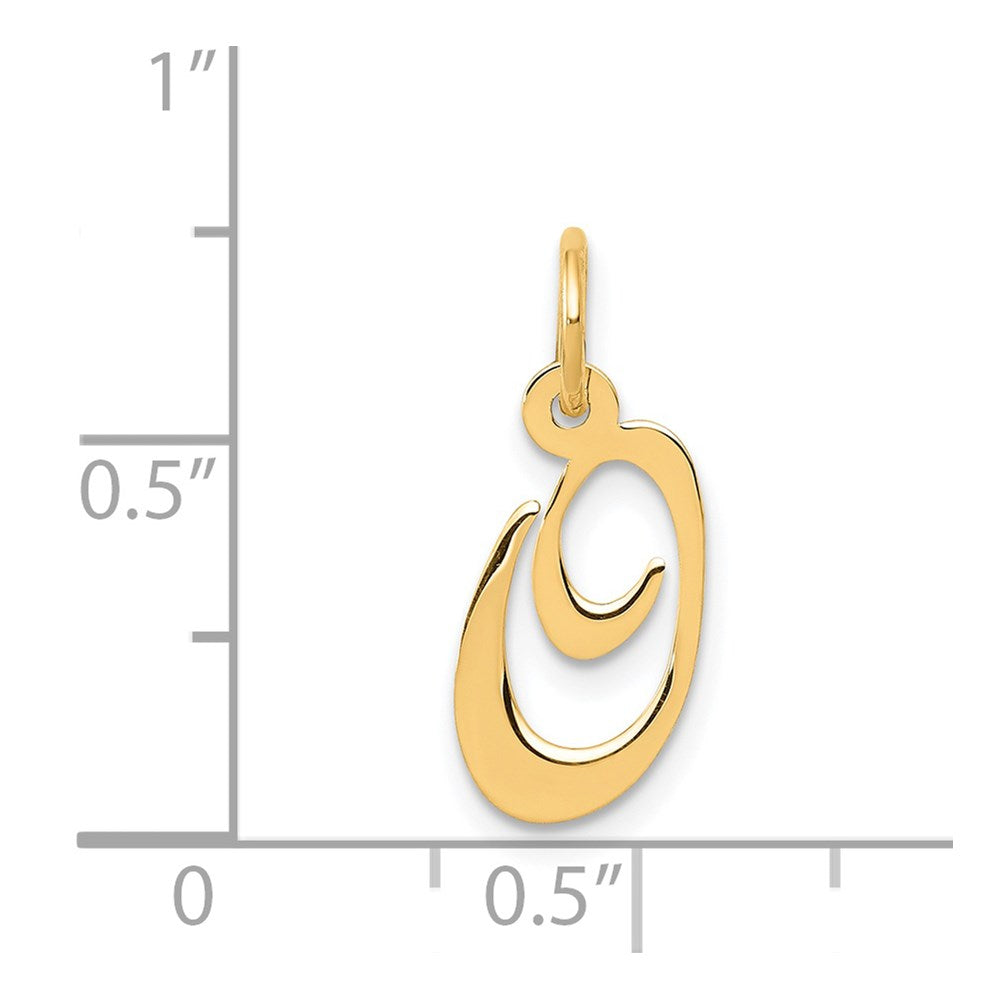 14K Small Fancy Script Letter O Initial Charm