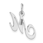 14k White Gold Small Fancy Script Letter M Initial Charm