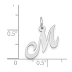 14k White Gold Small Fancy Script Letter M Initial Charm