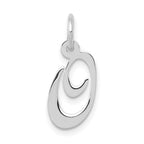 14k White Gold Small Fancy Script Letter O Initial Charm