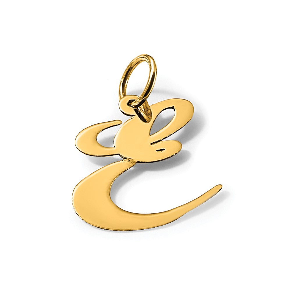 14k Large Fancy Script Letter E Initial Charm