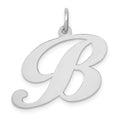 14k White Gold Large Fancy Script Letter B Initial Charm