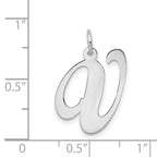 14k White Gold Large Fancy Script Letter V Initial Charm